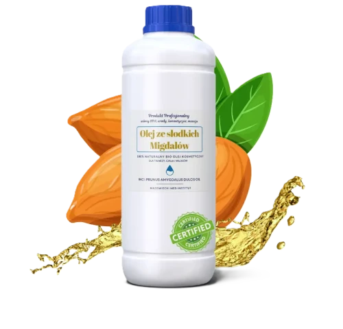 Olej ze SŁODKICH MIGDAŁÓW - produkt profesjonalny 100% naturalny dla skóry, twarzy i włosów - 1 litr